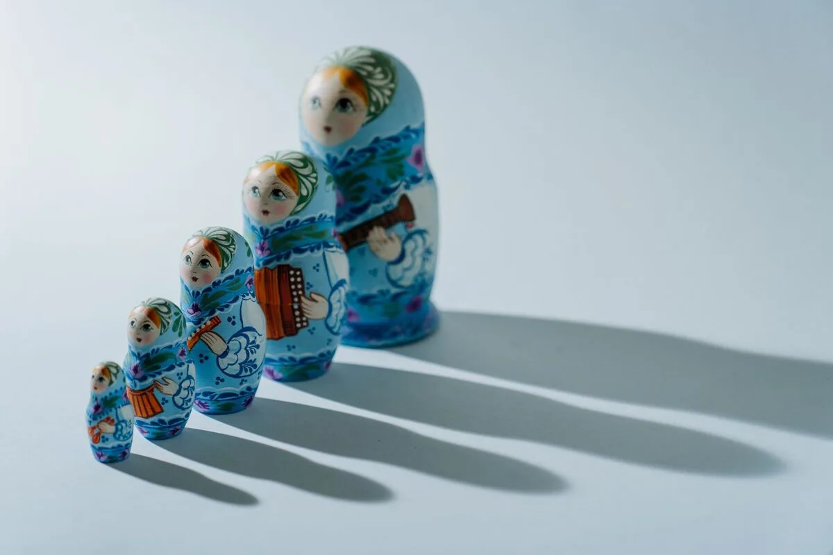 Matrioszki ustawione według wielkości